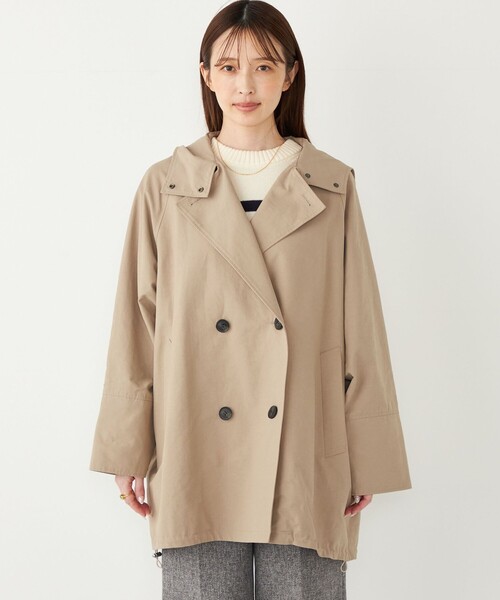 SHIPS Colors(シップス カラーズ)の「SHIPS Colors:フード トレンチ ハーフ コート(トレンチコート・レディース・ベージュ/ネイビー・SMALL/MEDIUM)」の7枚目の写真