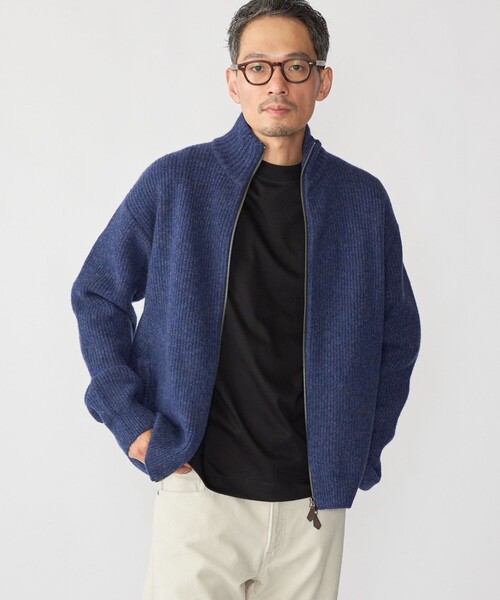 今季 シップス カーディガン SHIPS any:〈手洗い可能〉リネン ミックス Vネック ショート シアー