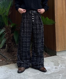 Gaphos （ガフォス）の「ボタンフライモールチェックワイドストレートスラックス（スラックス）」