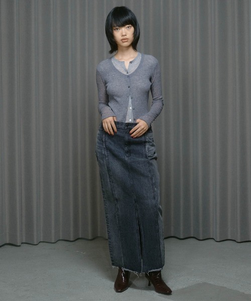 THINGS THAT MATTER（シングス ザット マター）の「REMAKE DENIM SKIRT / リメイク デニム スカート（デニムスカート・レディース・ブルー/ブラック・2/1）」の15枚目の写真