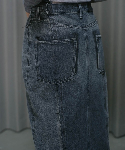 THINGS THAT MATTER（シングス ザット マター）の「REMAKE DENIM SKIRT / リメイク デニム スカート（デニムスカート・レディース・ブルー/ブラック・2/1）」の19枚目の写真