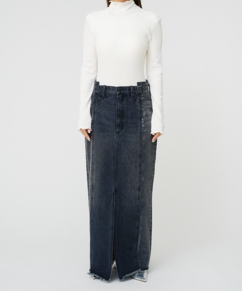 THINGS THAT MATTER（シングス ザット マター）の「REMAKE DENIM SKIRT / リメイク デニム スカート（デニムスカート・レディース・ブルー/ブラック・2/1）」の4枚目の写真