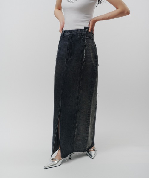 THINGS THAT MATTER(シングス ザット マター)の「REMAKE DENIM SKIRT / リメイク デニム スカート(デニムスカート・レディース・ブルー/ブラック・2/1)」の7枚目の写真