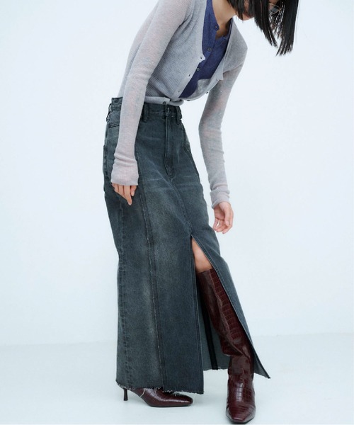 THINGS THAT MATTER(シングス ザット マター)の「REMAKE DENIM SKIRT / リメイク デニム スカート(デニムスカート・レディース・ブルー/ブラック・2/1)」の6枚目の写真