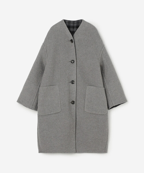 LE GLAZIK | ウールリバー リバーシブルコート WOMEN（ノーカラー