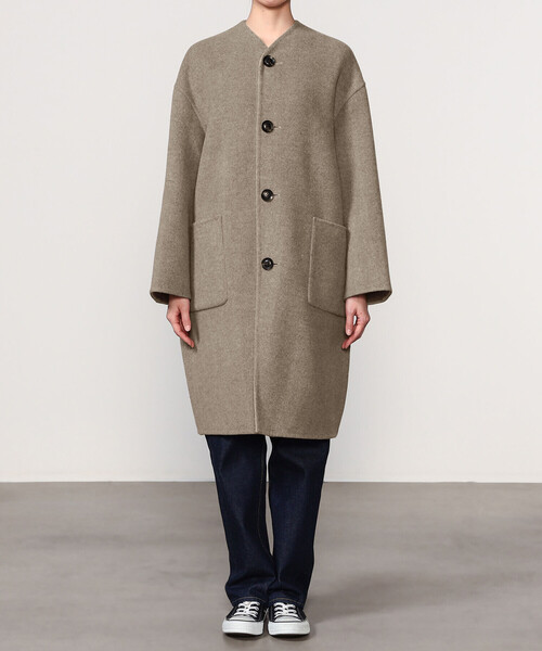 LE GLAZIK | ウールリバー リバーシブルコート WOMEN（ノーカラー