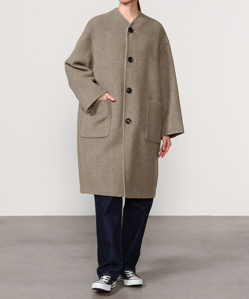 LE GLAZIK | ウールリバー リバーシブルコート WOMEN（ノーカラー