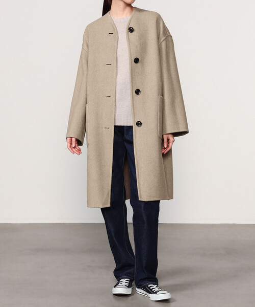 LE GLAZIK | ウールリバー リバーシブルコート WOMEN（ノーカラー