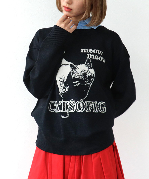 yukiemon 3L シァンデリプルオーバー うさぎ ねこりす刺繍 ニット