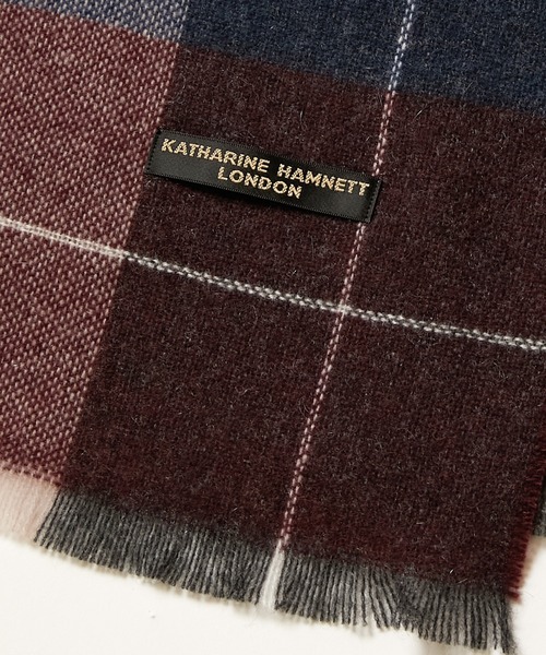 KATHARINE HAMNETT LONDON (キャサリンハムネットロンドン)の「KATHARINE HAMNETT LONDON/キャサリンハムネットロンドン カシミヤ100% チェックマフラー(マフラー・メンズ・グレー/ワインレッド/ネイビー・FREE)」の12枚目の写真