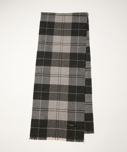 KATHARINE HAMNETT LONDON (キャサリンハムネットロンドン)の「KATHARINE HAMNETT LONDON/キャサリンハムネットロンドン カシミヤ100% チェックマフラー(マフラー・メンズ・グレー/ワインレッド/ネイビー・FREE)」の5枚目の写真