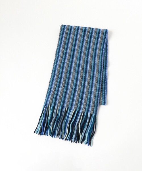 BEAMS（ビームス）の「【別注】ROBERT MACKIE / Multi Stripe Muffler（マフラー・メンズ・ブルー/オレンジ・ONE SIZE）」の3枚目の写真