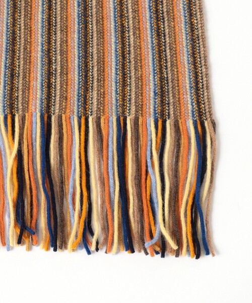 BEAMS（ビームス）の「【別注】ROBERT MACKIE / Multi Stripe Muffler（マフラー・メンズ・ブルー/オレンジ・ONE SIZE）」の6枚目の写真