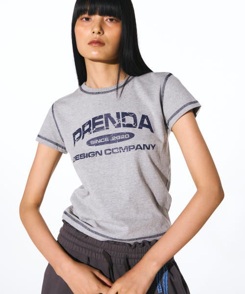 PRENDA(プレンダ)の「COLOR STITCH LINE TEE GRAY(Tシャツ/カットソー・レディース・その他・FREE)」の1枚目の写真
