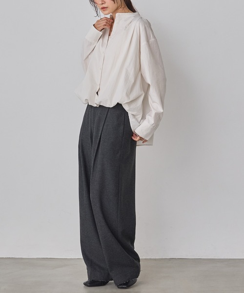 hunch(ハンチ)の「ウール混 ワイドタックパンツ(その他パンツ・レディース・ブラック/チャコール/ダークブラウン・FREE)」の18枚目の写真