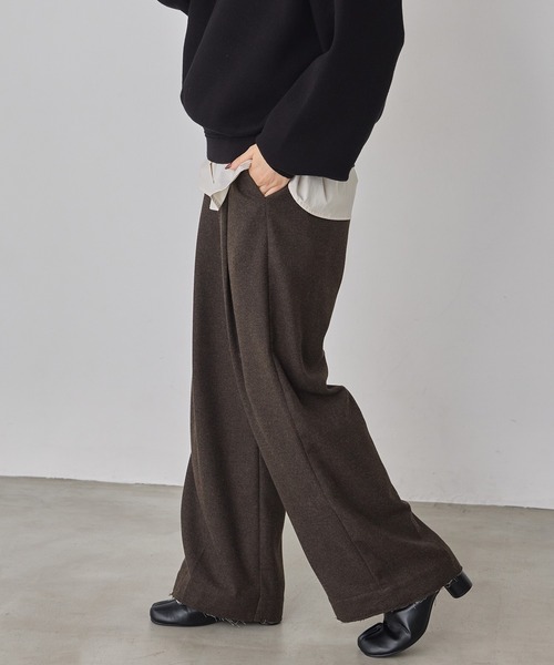 hunch(ハンチ)の「ウール混 ワイドタックパンツ(その他パンツ・レディース・ブラック/チャコール/ダークブラウン・FREE)」の13枚目の写真