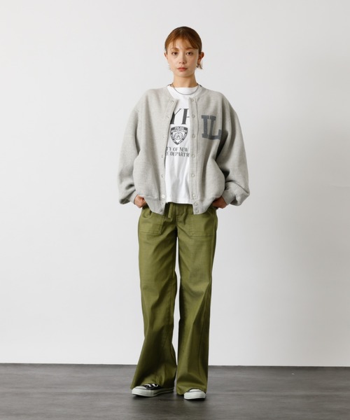 REMI RELIEF（レミレリーフ）の「別注【REMI RELIEF / レミレリーフ】ノンストレス起毛裏毛 スタジアムジャンパー / スウェット スタジャン / SP加工（Tシャツ/カットソー・メンズ・グレー/ブラック・M/L）」の9枚目の写真