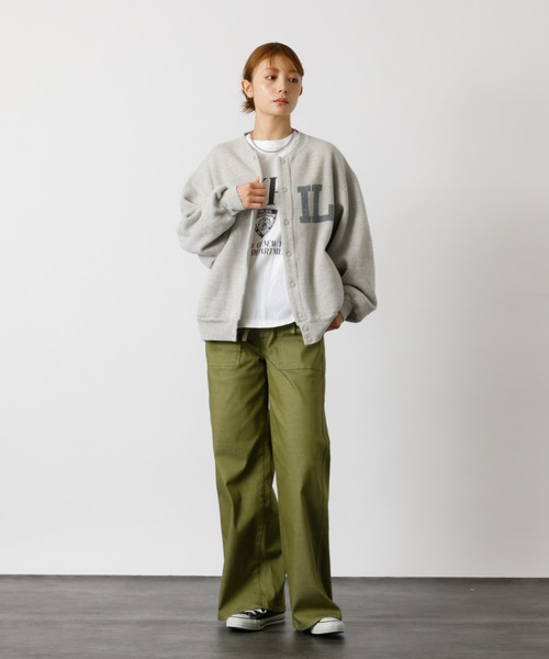 REMI RELIEF（レミレリーフ）の「別注【REMI RELIEF / レミレリーフ】ノンストレス起毛裏毛 スタジアムジャンパー / スウェット スタジャン / SP加工（Tシャツ/カットソー・メンズ・グレー/ブラック・M/L）」の10枚目の写真