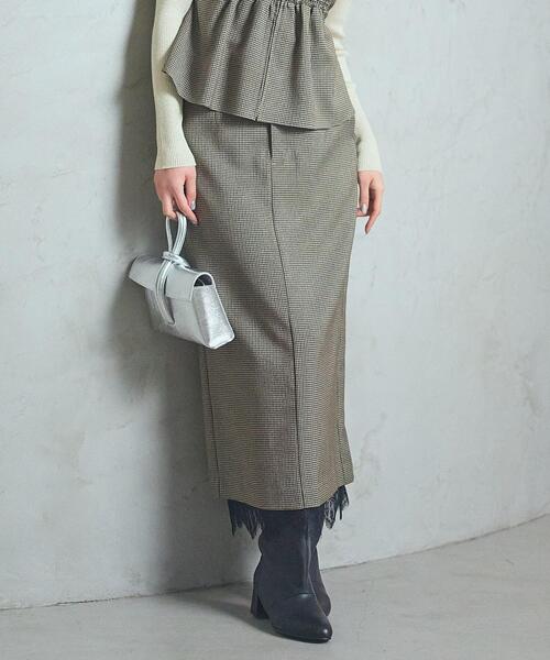 GALLEST（ギャレスト）の「ガンクラブチェックタイトスカート（スカート・レディース・ベージュ系1/ブラック系1・36/38/40）」の2枚目の写真