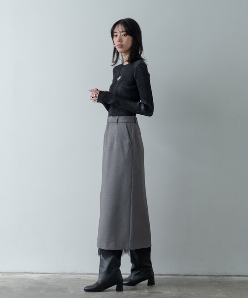 GALLEST（ギャレスト）の「ガンクラブチェックタイトスカート（スカート・レディース・ベージュ系1/ブラック系1・36/38/40）」の8枚目の写真