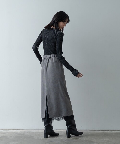 GALLEST（ギャレスト）の「ガンクラブチェックタイトスカート（スカート・レディース・ベージュ系1/ブラック系1・36/38/40）」の6枚目の写真