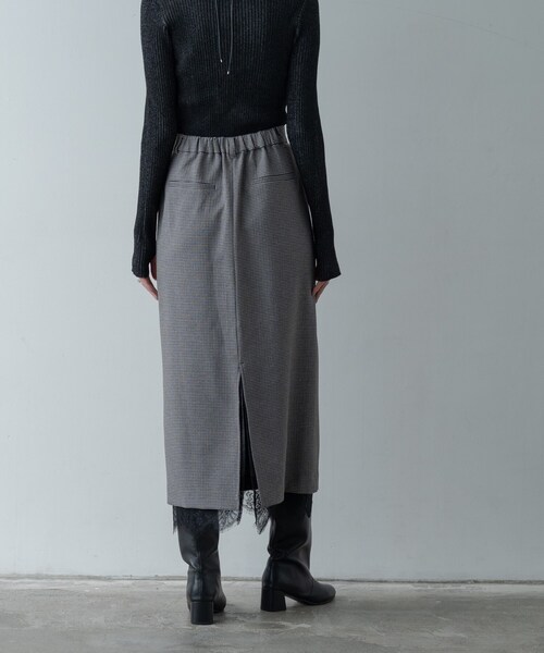 GALLEST（ギャレスト）の「ガンクラブチェックタイトスカート（スカート・レディース・ベージュ系1/ブラック系1・36/38/40）」の3枚目の写真