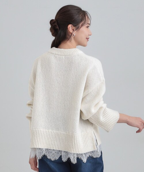 Cutie Blonde（キューティーブロンド）の「【S-LL】インせず着られる 裾レースラメニット（ニット/セーター・レディース・ブルー系その他/ダークグレー/オフホワイト・04/03/02/01）」の21枚目の写真