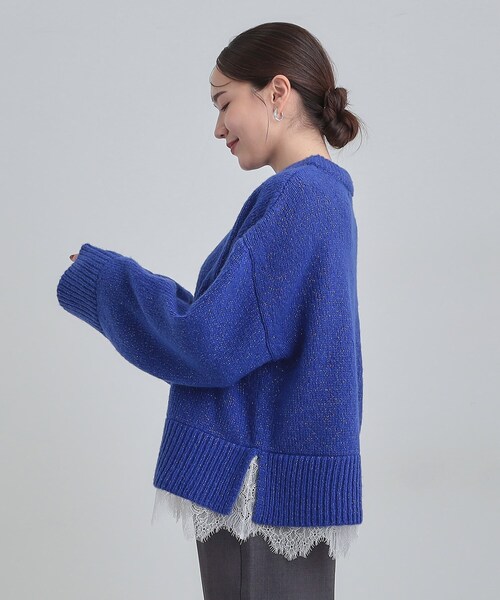 Cutie Blonde（キューティーブロンド）の「【S-LL】インせず着られる 裾レースラメニット（ニット/セーター・レディース・ブルー系その他/ダークグレー/オフホワイト・04/03/02/01）」の16枚目の写真