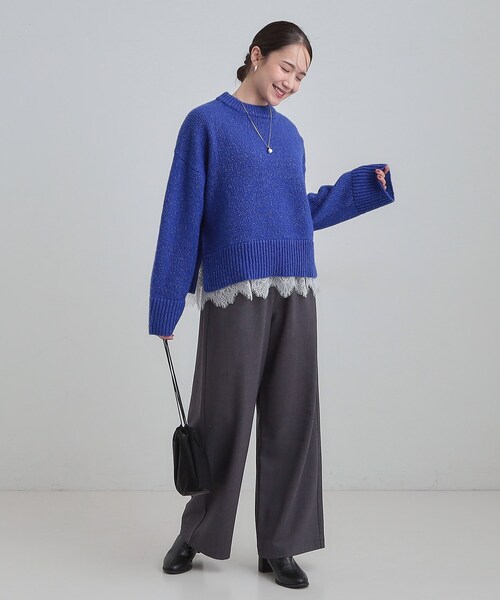 Cutie Blonde（キューティーブロンド）の「【S-LL】インせず着られる 裾レースラメニット（ニット/セーター・レディース・ブルー系その他/ダークグレー/オフホワイト・04/03/02/01）」の17枚目の写真