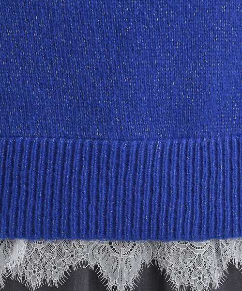 Cutie Blonde（キューティーブロンド）の「【S-LL】インせず着られる 裾レースラメニット（ニット/セーター・レディース・ブルー系その他/ダークグレー/オフホワイト・04/03/02/01）」の18枚目の写真