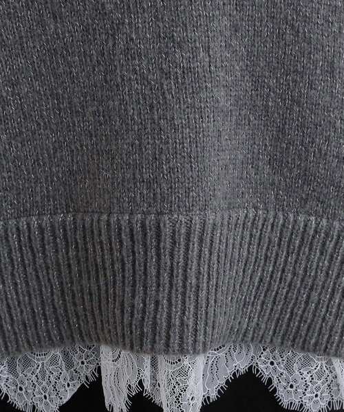 Cutie Blonde（キューティーブロンド）の「【S-LL】インせず着られる 裾レースラメニット（ニット/セーター・レディース・ブルー系その他/ダークグレー/オフホワイト・04/03/02/01）」の10枚目の写真