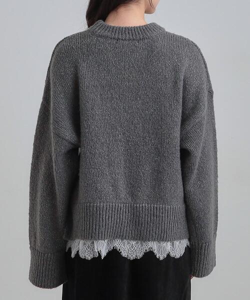 Cutie Blonde（キューティーブロンド）の「【S-LL】インせず着られる 裾レースラメニット（ニット/セーター・レディース・ブルー系その他/ダークグレー/オフホワイト・04/03/02/01）」の13枚目の写真