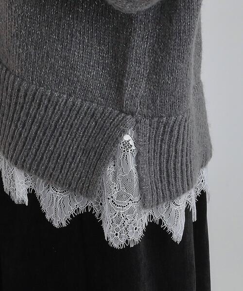 Cutie Blonde（キューティーブロンド）の「【S-LL】インせず着られる 裾レースラメニット（ニット/セーター・レディース・ブルー系その他/ダークグレー/オフホワイト・04/03/02/01）」の6枚目の写真
