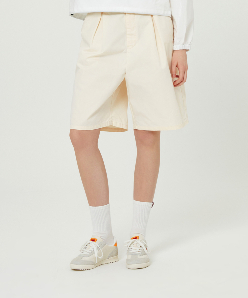 メールラー 5部 ガーメントウォッシング バミューダパンツ ウィメンズ アイボリー