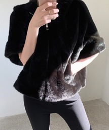 COCOMOMO（ココモモ）の「フェイクファーブルゾン ショート フード付き ファー ブルゾン ポケット付き ジップアップ アウター（ブルゾン）」