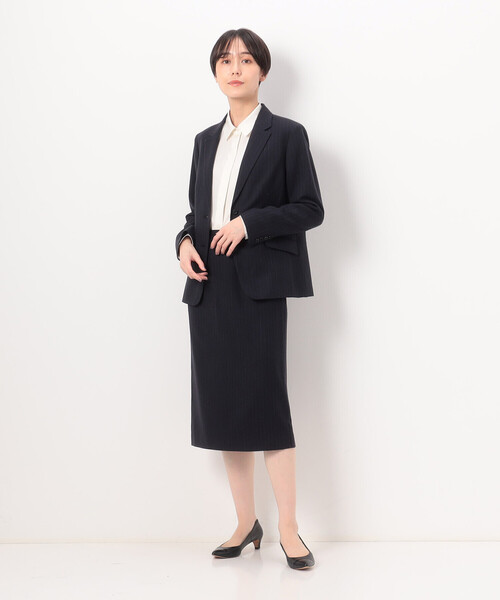 COMME CA(コムサ)の「〔 TALLサイズ 〕 【セットアップ対応】ウールストライプ スカート(スカート・レディース・グレー/ネイビー・13号/15号)」の6枚目の写真