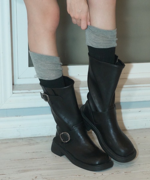 Birthday room（バースデイルーム）の「レイヤードデザインソックス/Layered design socks（ソックス/靴下・レディース・ブラック/グレー・FREE）」の6枚目の写真