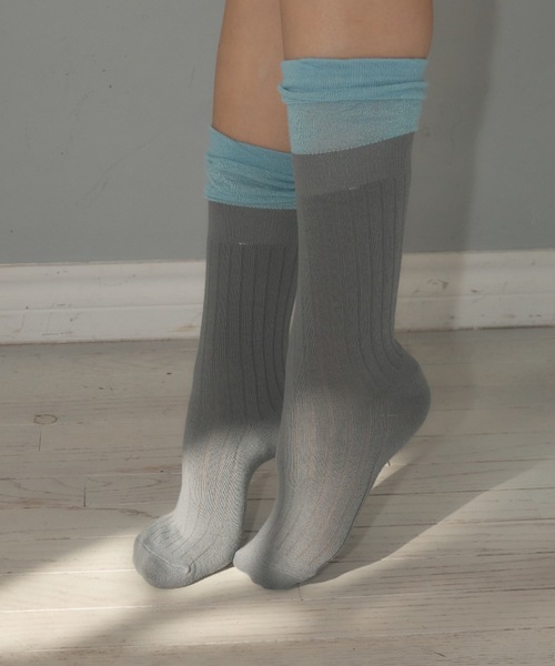 Birthday room（バースデイルーム）の「レイヤードデザインソックス/Layered design socks（ソックス/靴下・レディース・ブラック/グレー・FREE）」の7枚目の写真