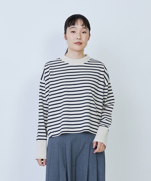 LOISIR(ロワズィール)の「綿麻天竺モックネックショートプルオーバー(Tシャツ/カットソー・レディース・ブルー系その他/グリーン系その他/ブラック・FREE)」の3枚目の写真
