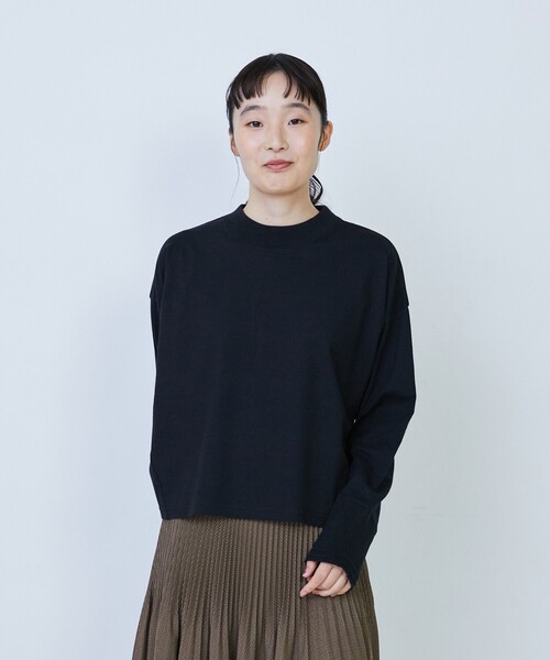 LOISIR(ロワズィール)の「綿麻天竺モックネックショートプルオーバー(Tシャツ/カットソー・レディース・ブルー系その他/グリーン系その他/ブラック・FREE)」の1枚目の写真