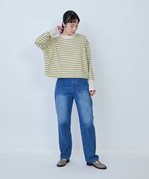 LOISIR(ロワズィール)の「綿麻天竺モックネックショートプルオーバー(Tシャツ/カットソー・レディース・ブルー系その他/グリーン系その他/ブラック・FREE)」の21枚目の写真