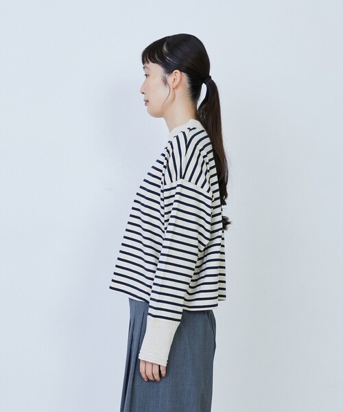 LOISIR(ロワズィール)の「綿麻天竺モックネックショートプルオーバー(Tシャツ/カットソー・レディース・ブルー系その他/グリーン系その他/ブラック・FREE)」の12枚目の写真