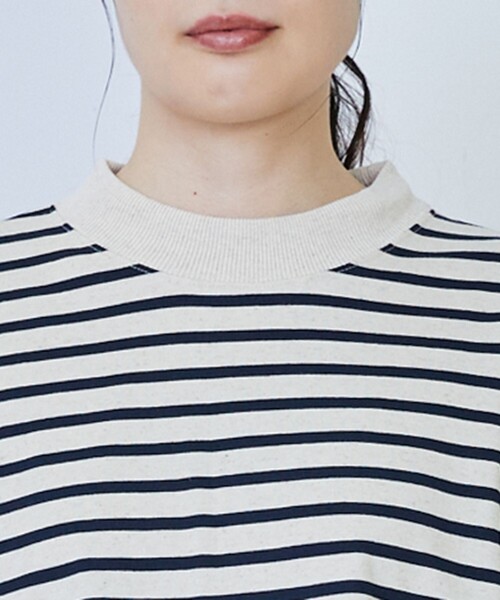 LOISIR(ロワズィール)の「綿麻天竺モックネックショートプルオーバー(Tシャツ/カットソー・レディース・ブルー系その他/グリーン系その他/ブラック・FREE)」の4枚目の写真