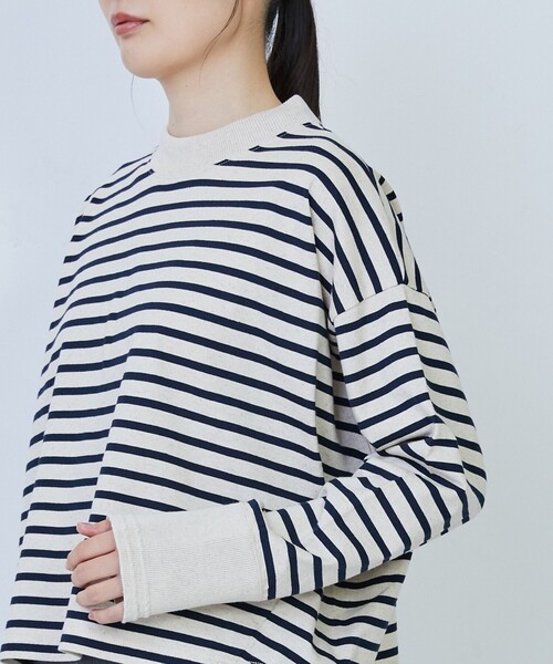 LOISIR(ロワズィール)の「綿麻天竺モックネックショートプルオーバー(Tシャツ/カットソー・レディース・ブルー系その他/グリーン系その他/ブラック・FREE)」の6枚目の写真