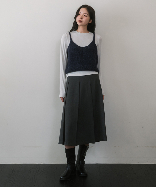 LAMINEZ(ラミネズ)の「ウールブレンドプリーツスカート - チャコール(スカート・レディース・その他・SMALL/MEDIUM)」の1枚目の写真