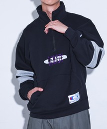 MDR（エムディアール）の「【Champion】『袖ラインロゴ刺繍ハーフジップトップス』（スウェット）」