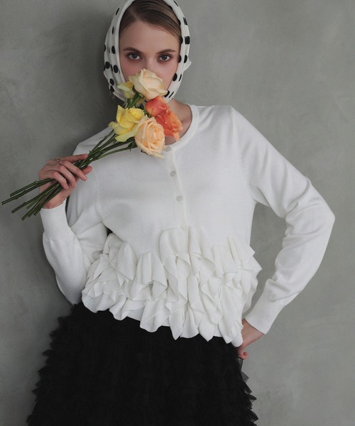 裾フリルニットカーディガン（カーディガン/ボレロ）｜MERAKI（メラキ