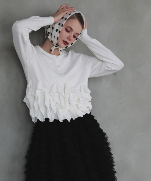 裾フリルニットカーディガン（カーディガン/ボレロ）｜MERAKI（メラキ