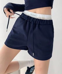 レースレイヤード風 スウェットショートパンツ