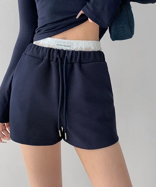 shopnikoniko(ショップニコニコ)の「レースレイヤード風 スウェットショートパンツ(その他パンツ・レディース・ホワイト/ブラック/グレー/ネイビー・フリー)」の13枚目の写真